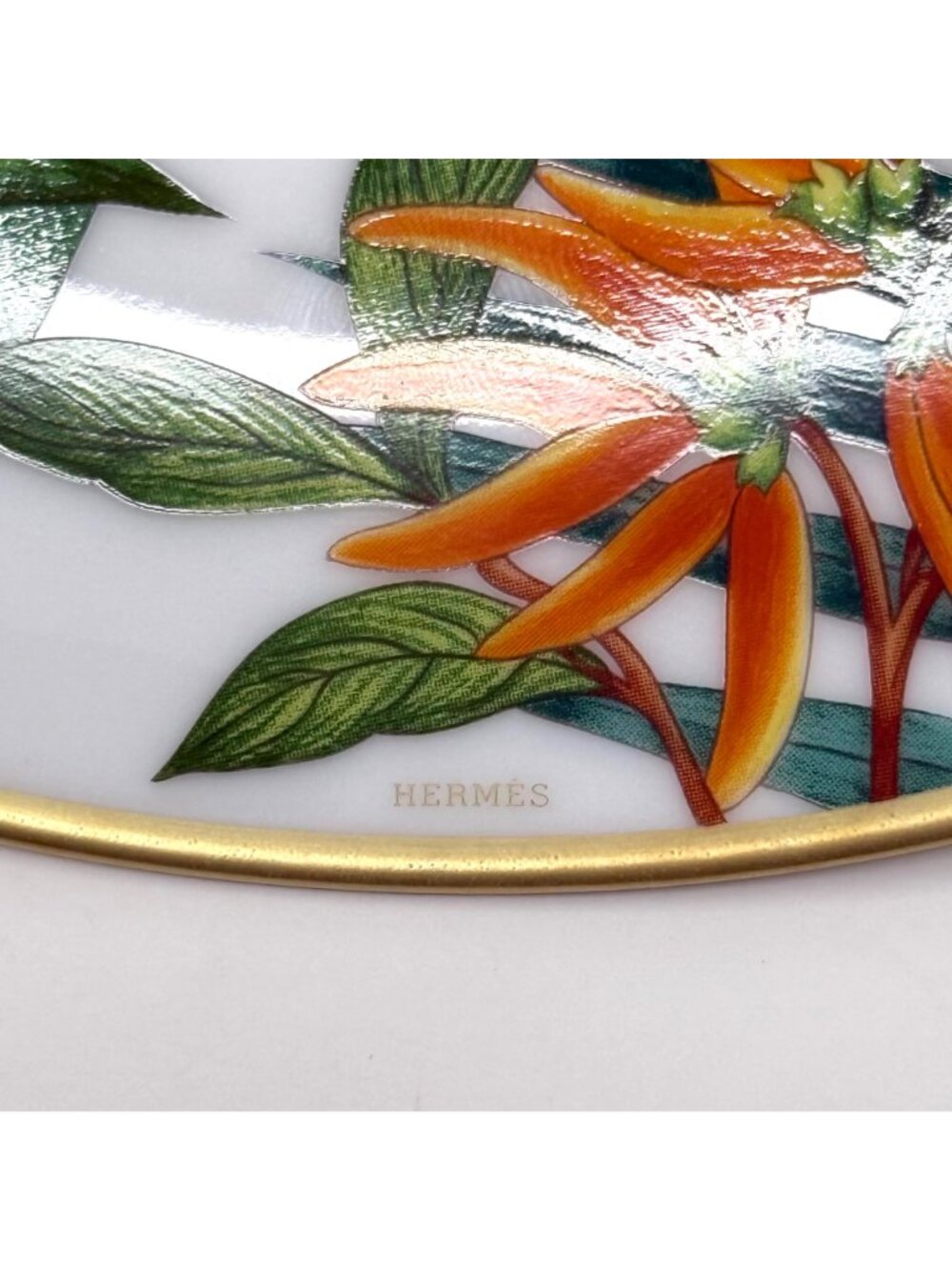Hermes Green Floral Passifolia Dessert Plate N1 Set of 2 Plates (Jar Stamp) BNIB - Picture 6 of 8